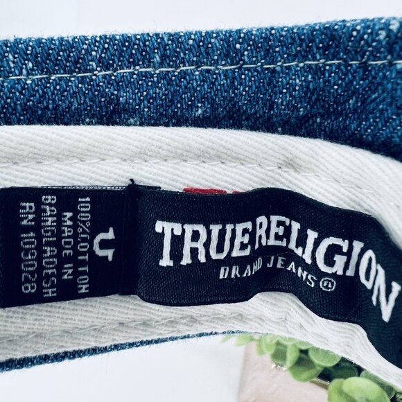 NWT True Religion Buddha Wash Denim Blue Visor Adjustable Strap Unisex Adult Hat - Picture 7 of 10